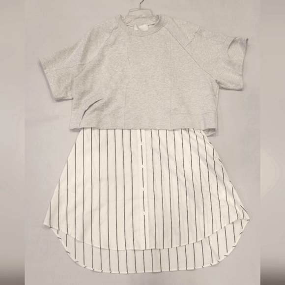 3.1 PHILLIP LIM PATCHED SWEATSHIRT COMBO DRESS - Picture 6 of 15